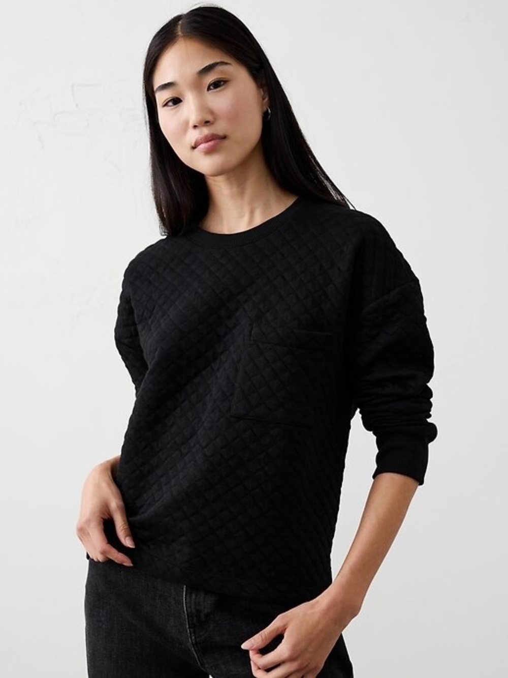 NWT Banana Republic Quilted Crewneck Cropped Sweatshirt size S